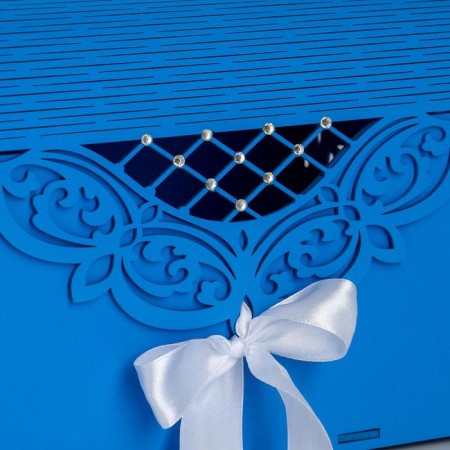 Family Bank "Openwork", with rhinestones, blue-white, 23.5x17x20 cm-3