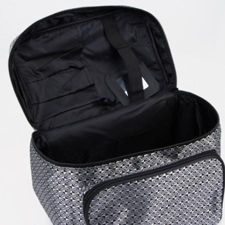 Cosmetic bag with a zipper, with a mirror, black/gray color-2