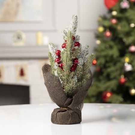 LED figure "Snow Christmas tree with berries", 12.5 × 28.5 × 7.5 cm, plastic, batteries CR2032x2, glow of multi-1