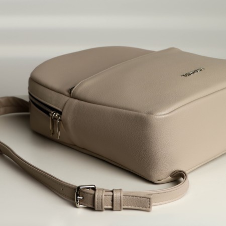 A backpack with a zipper, Textura, external pocket, light-beige color-8