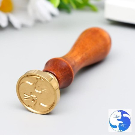 Printing for wax with a wooden handle "Yin -Yang - Cats" 9x3x3 cm