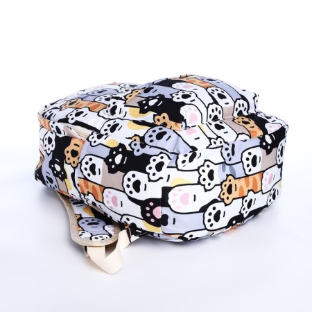School backpack from textiles on a zipper, 3 pockets, pencil case, colorful/gray color-6