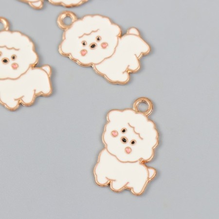 Decor for creativity metal, enamel "White Poodle" 1.7x2.4 cm