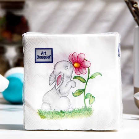 Easter napkins paper Art Bouquet “Sweet Bunny”, 2 layers, 20x20 cm, 30 pcs