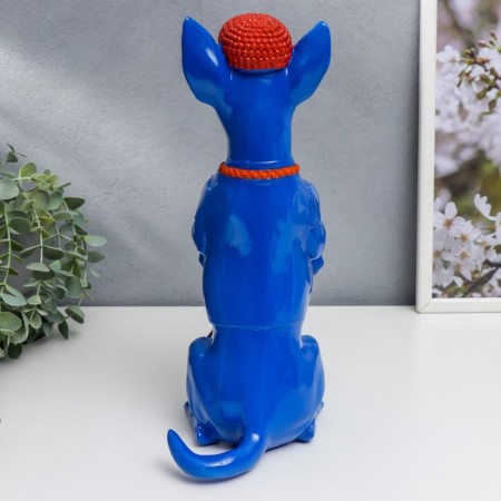 Polystone souvenir "Toy-terrier in the cap and tie" Blue with orange 29.5x14x11.5 cm-2
