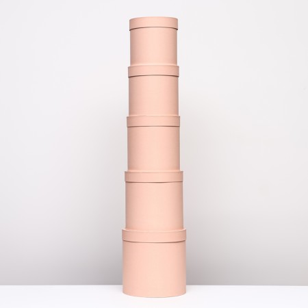 Set of round boxes 5 in 1 "peach", 25 x 25 - 19 x 19 cm-2