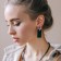 Earrings metal "rectangle" plate, golden-black color