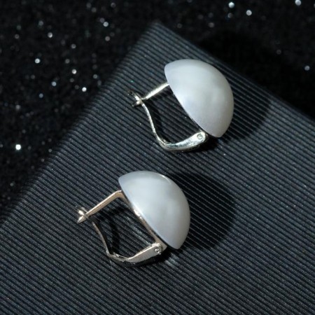 Earrings with pearls "Flower" Dawn, white in silver-1