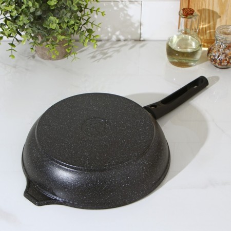 Pan, d = 24 cm, removable handle, anti -stick coating, dark marble color-9