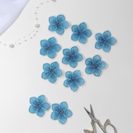 Knitted elements "Two -color flowers", 4.5 × 4.5 cm, 10 pcs, blue color-1