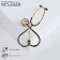 Brooch "Stetoscope" heart, black color in gold
