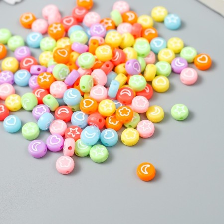 A set of beads for creativity plastic "Hearts and stars" Color 20 g 0.4x0.7x0.7 cm-1