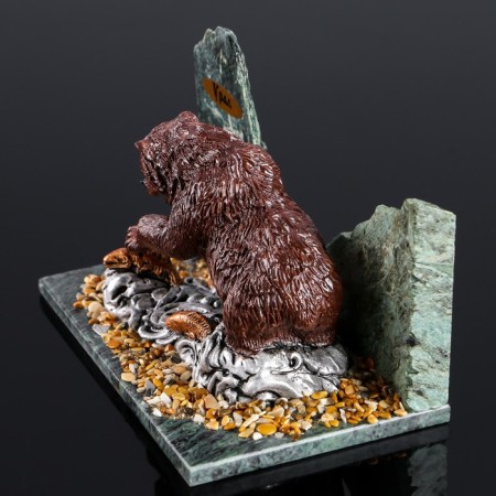 Souvenir "Bear on fishing", 10x15x10 cm, coil, gypsum, minerals-2