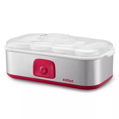 Yogurtnitsa KitFort KT-6098, 20 W, 180 ml, 8 containers, glass, silver-pink