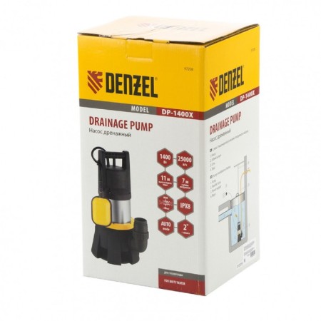 Drainage pump Denzel DP1400X, 1400 W, rise 11 m, 25000 l/h, rental cable 10m-2