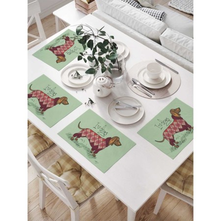 A set of napkins for setting the table "I love dachshund", rectangular, size 32x46 cm, 4 pcs