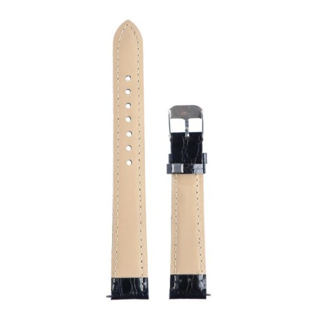 16 mm watch strap, varnished eco -leather, 19 cm, black-2