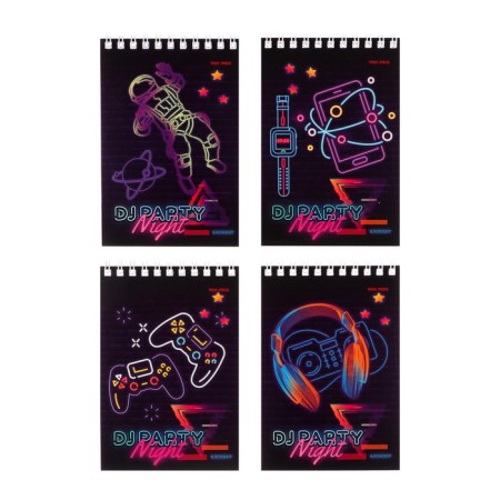 Notepad A6, 40 sheets in a cage on the crest "Neon Design", cover Cover Cardboard, OFSET block, mix