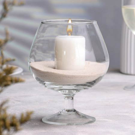 VAZA-sub-SUBSTER "BRANDI" with a white candle, 11.5 × 13.8 cm, 9 hours, glass