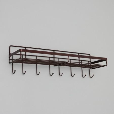 Household shelf with hooks of a share, 40.4 × 13.3 × 12.5 cm, brown color-2
