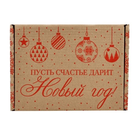 New Year's folding box "New Year's balls", brown, 27 x 21 x 9 cm, New Year-3