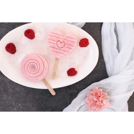 Ice Cream Form “Love”, silicone, 19.5 × 11 × 2.5 cm, 2 cells, with a lid and sticks (50 pcs), Mix color-13