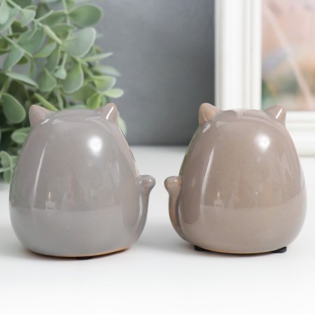 Souvenir Ceramics "Gray Cats" set 2 pcs 6x6.5x6.7 cm-2
