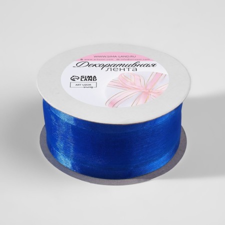 Decorative tape, nylon/satin, 40 mm, 18 ± 1 m, blue color-1