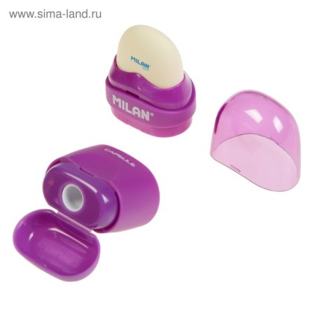 Milan Capsule Silver sharpener, 1 hole with a container, with an eraser, mix-5