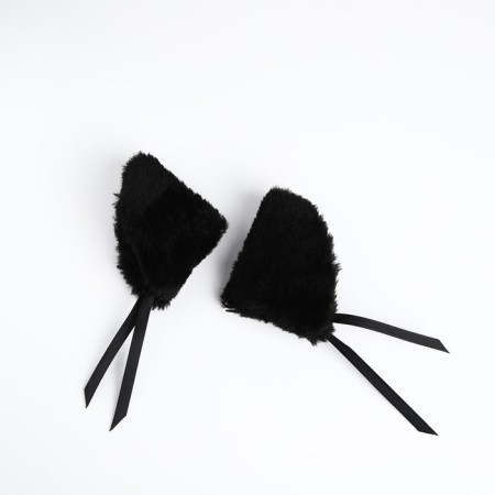 School textile backpack with ears on the hairpins "Anime", 27x23 cm, black/purple-10