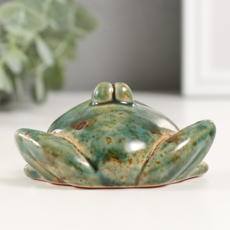 Souvenir Ceramics "Green Frog with folded paws" 4.6x9x5.6 cm-2