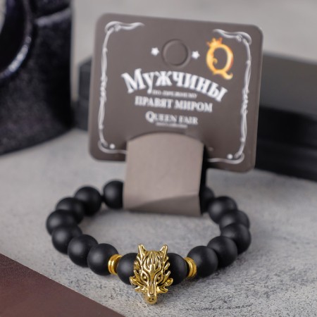 Bracelet Unisex "Bastion" Dragon, black color with black gold, ball No. 10, d = 7 cm-2