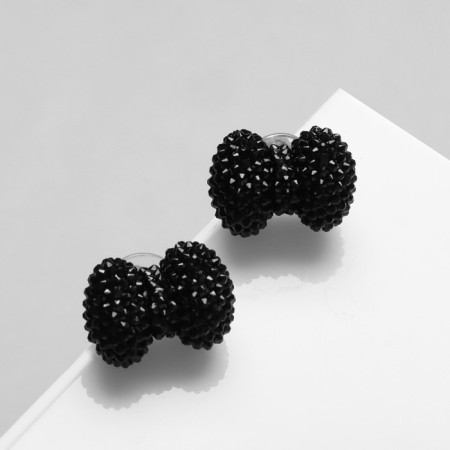Earrings Plastic "Caramel" bow, black color