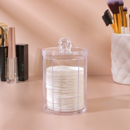 Organizer for storing cotton pads, with a lid, 6.7 × 11 cm, the color is transparent-1