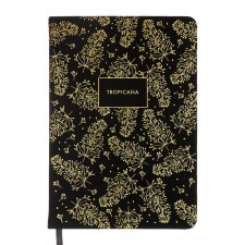 The diary is low, A5, 136 sheets, leatherette, Devente. Tropicana, solid cover, foil embossing, perforation, liesse, block 70%, black