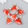 Decor Textile "Flower 2 colors with pearls. Red and white" set 6 pcs 3 cm