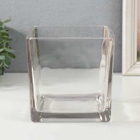 Glass of glass per 1 candle "Square" transparent 15x15x15 cm-2