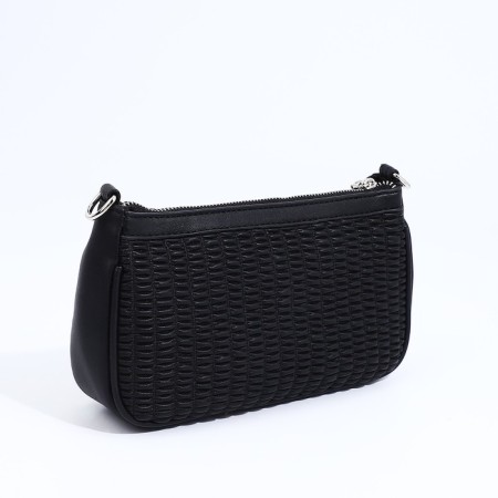 Baget bag with zipper, long belt, black color-3