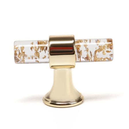 Handle button Cappio PK106, D = 12 mm, plastic, color transparent gold/gold-1