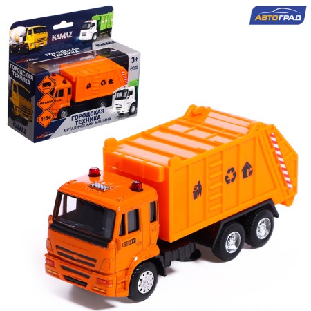 Metal truck "KAMAZ. Garbage truck ", 1:54, inertial, orange color