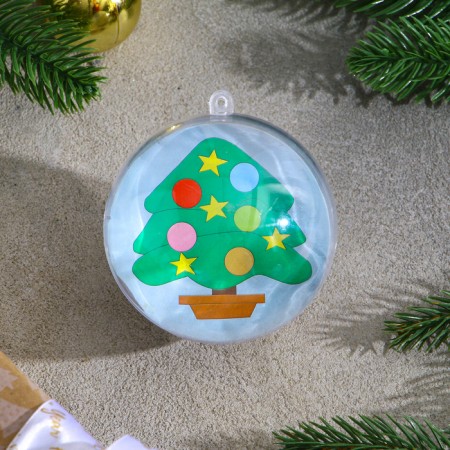 Christmas tree decoration for coloring "Christmas tree" Size: 8 cm; 2 pcs., Brush