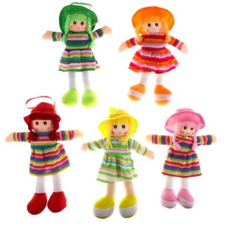 Soft toy "Doll", in a striped dress and hat, Mix color-4