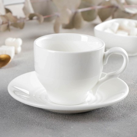 Tea steam porcelain Wilmax, 2 items: a cup 220 ml, a saucer d = 14.2 cm, white color