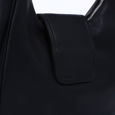 Load bag with zipper, external pocket, long belt, black color-4