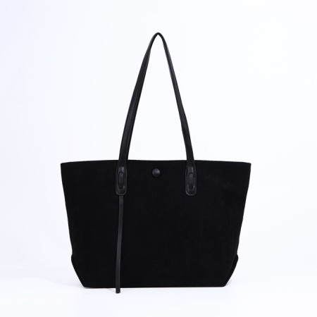 Soper bag with zipper, black color