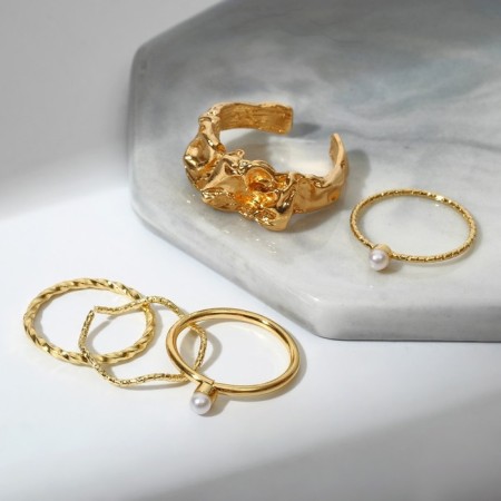 Ring set 5 pieces "perfect fingers" elegance, white color in gold-1