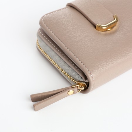 Women's wallet on the button, gray color-2