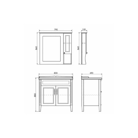 Mirror Comfort Comfort Palermo 80 for the bathroom, white color-2
