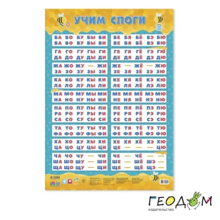 A set of teaching posters “Learning syllables, English alphabet, funny animals, Russian alphabet”-3