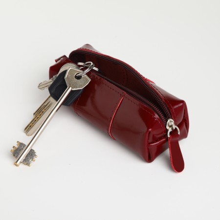 Pocket Key on the zipper, Textura, length 12.5 cm, ring, burgundy color-4